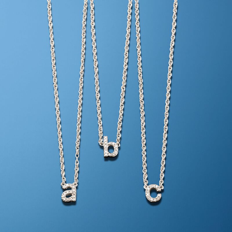 Diamond Lowercase Mini Initial Necklace in Sterling Silver image number 2