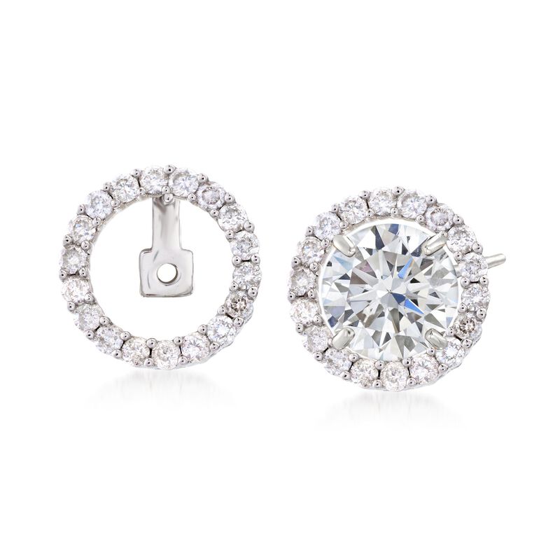 .51 ct. t.w. Diamond Open Circle Convertible Drop Earring Jackets in 14kt White Gold image number 4