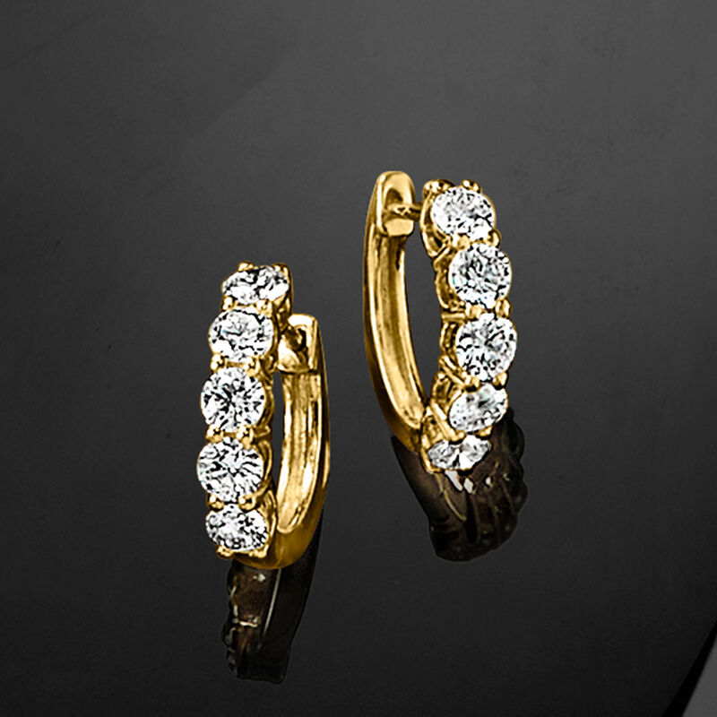 1.00 ct. t.w. Lab-Grown Diamond Five-Stone Hoop Earrings in 14kt Yellow Gold. 1/2&quot; image number 5