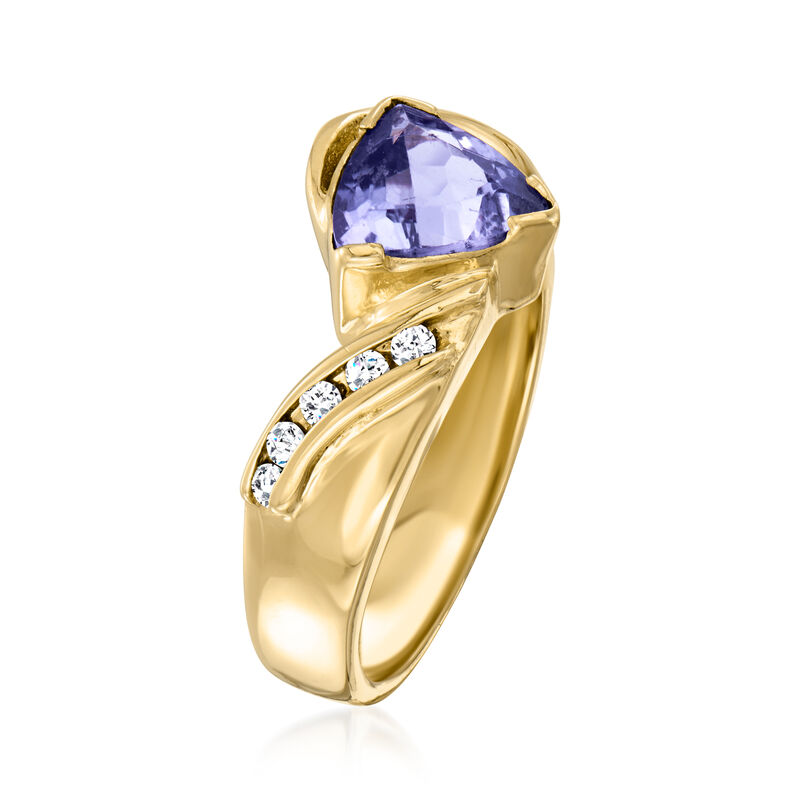 C. 1980 Vintage 1.50 Carat Tanzanite Ring with .12 ct. t.w. Diamonds in 14kt Yellow Gold. Size 6.5 image number 2
