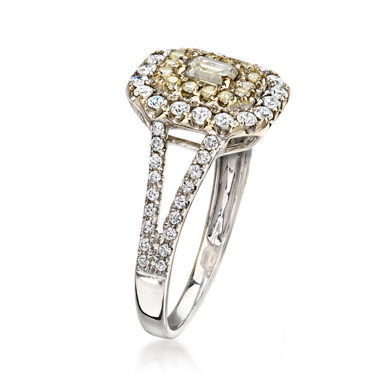 C. 2000 Vintage 1.05 ct. t.w. Yellow and White Diamond Ring in 14kt White Gold. Size 7 image number 2