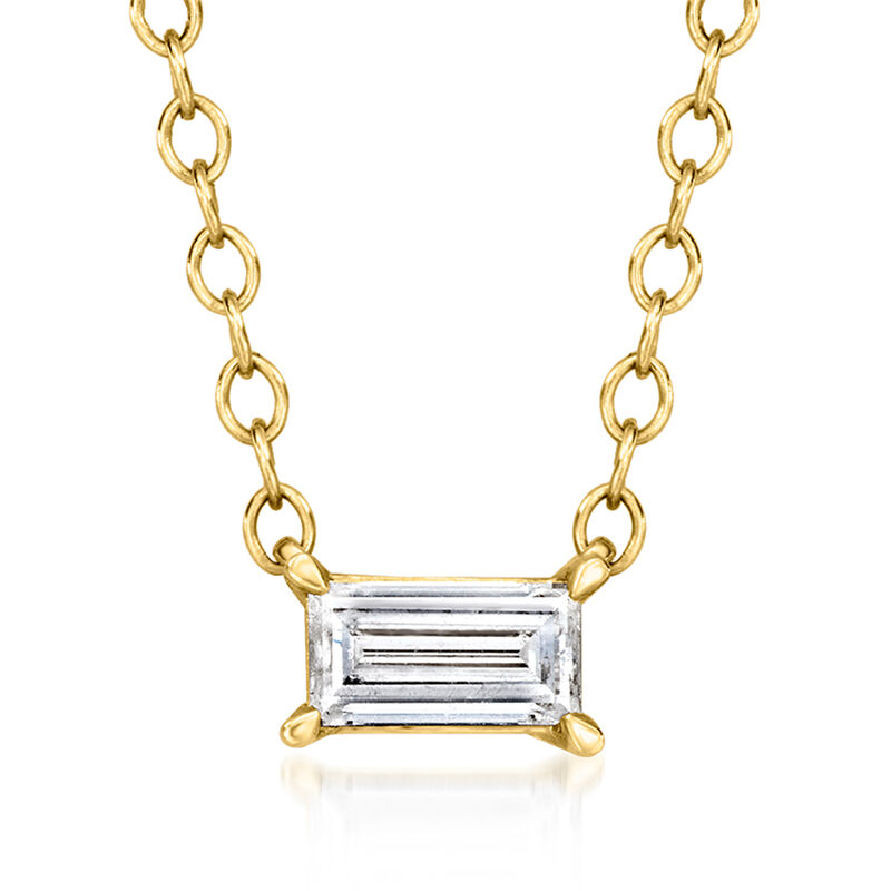 .20 Carat Baguette Lab-Grown Diamond Necklace in 14kt Yellow Gold. 16&quot; image number 1