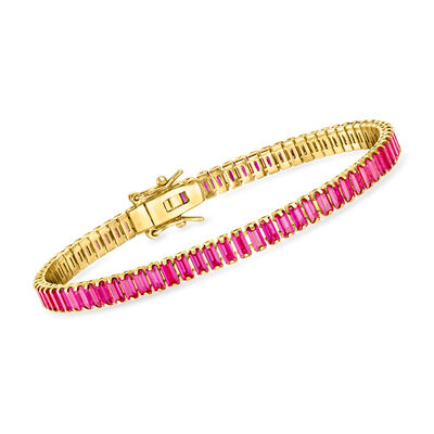 10.00 Lab-Grown Ruby Tennis Bracelet in 18kt Gold Over Sterling