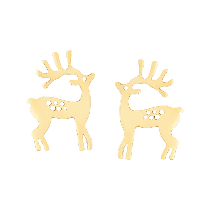 14kt Yellow Gold Reindeer Earrings   image number 0