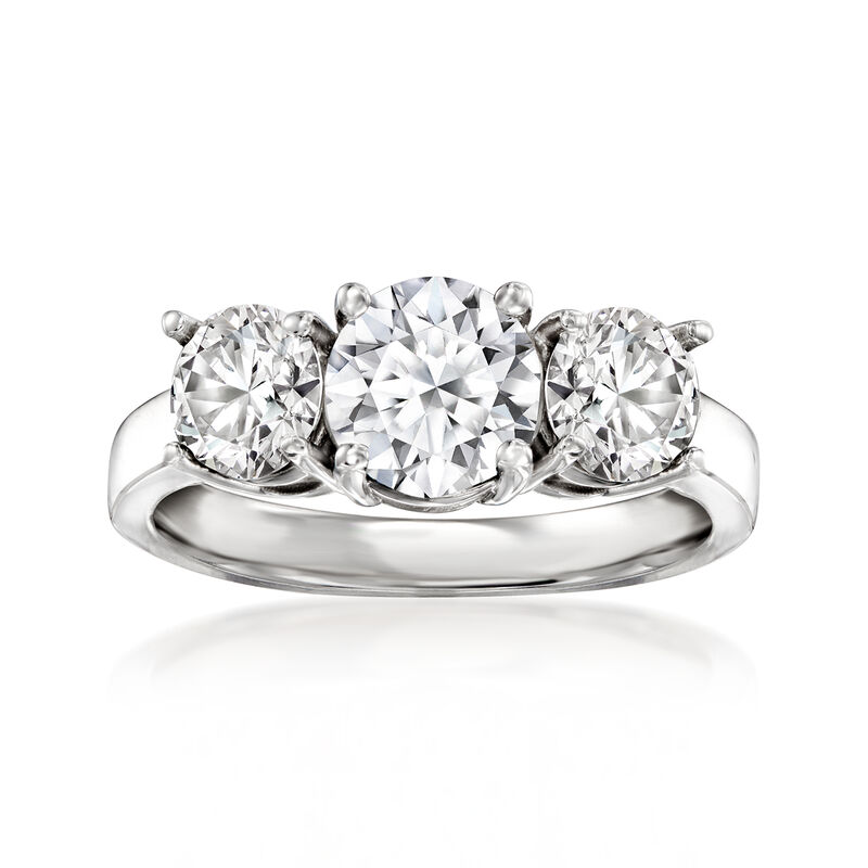 2.00 ct. t.w. Lab-Grown Diamond Three-Stone Ring in 14kt White Gold image number 0