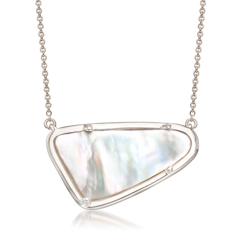 Mother-of-Pearl Necklace in Sterling Silver. 17&quot; image number 1