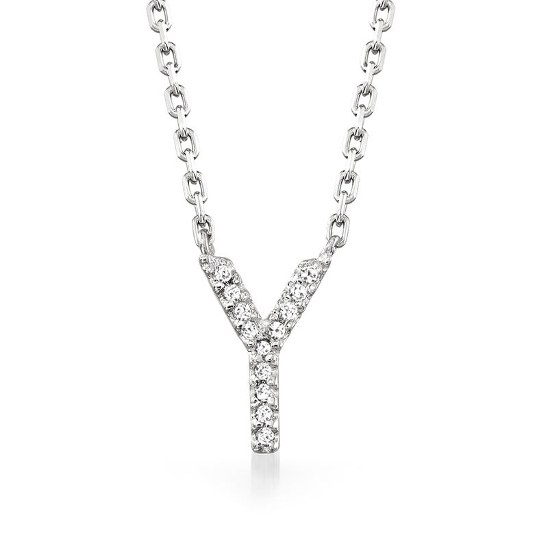 Diamond Initial Necklace in Sterling Silver image number 1