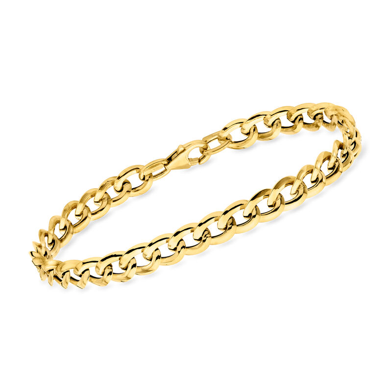 Italian 18kt Yellow Gold Curb-Link Bracelet. 7"