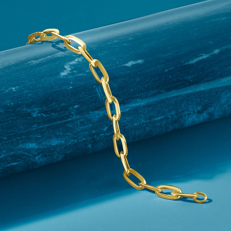 Italian 14kt Yellow Gold Paper Clip Link Bracelet image number 3