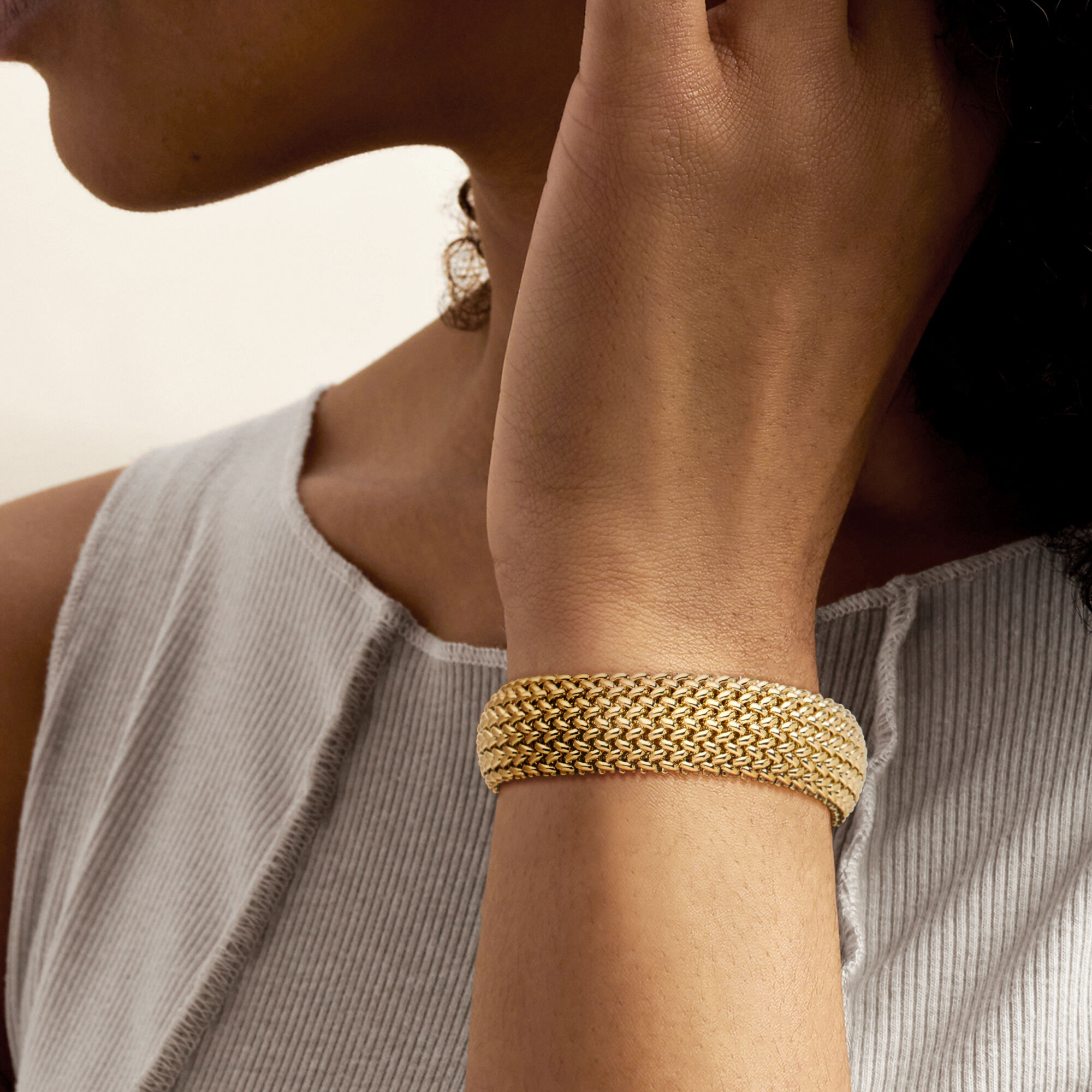 Italian 14kt Yellow Gold Wide Riso-Link Bracelet | Ross Simons