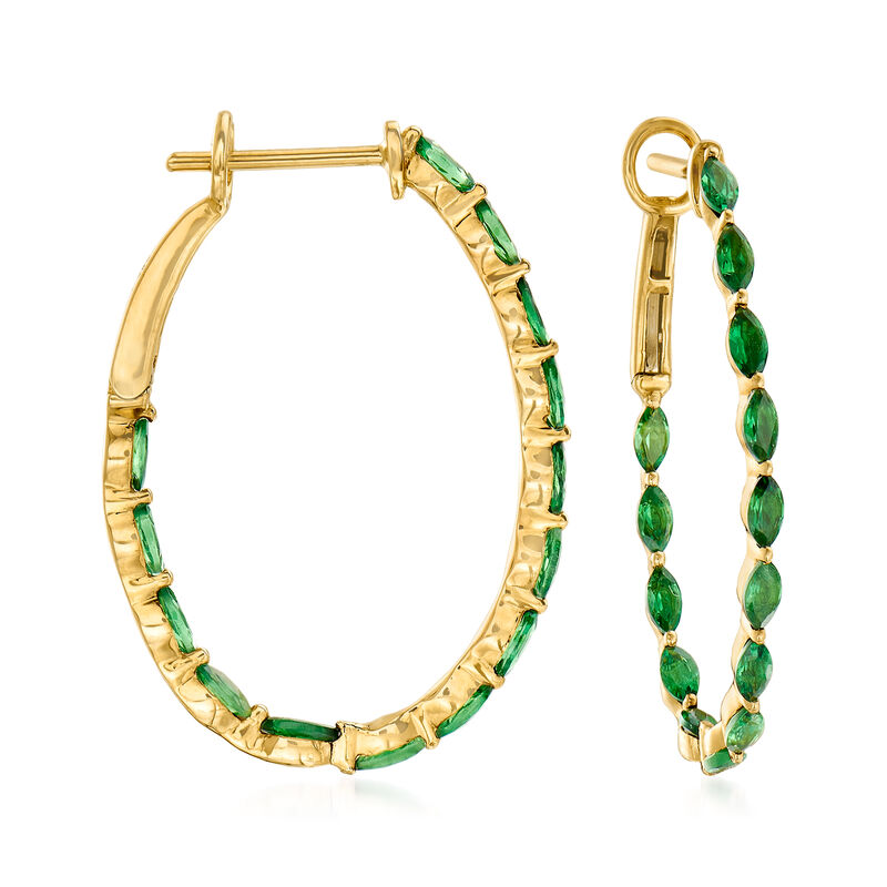 2.70 ct. t.w. Tsavorite Inside-Outside Hoop Earrings in 14kt Yellow Gold image number 0