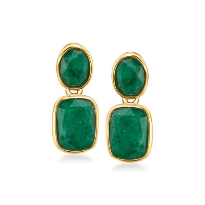 5.00 ct. t.w. Emerald Drop Earrings in 18kt Gold Over Sterling