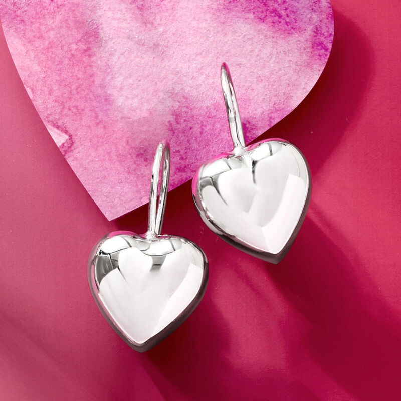 Italian Sterling Silver Heart Drop Earrings  image number 3