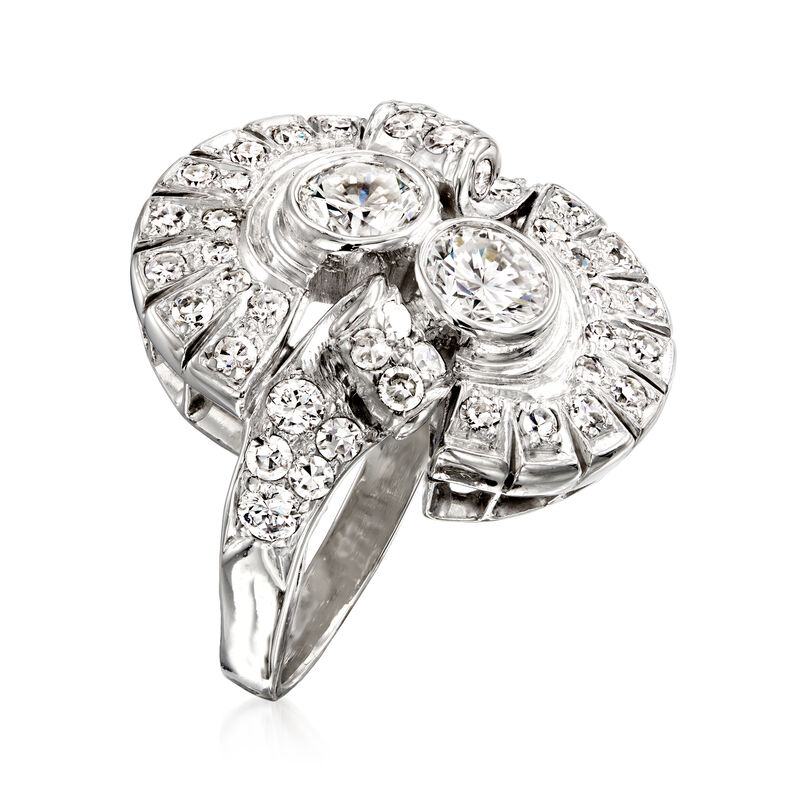 C. 1950 Vintage 1.90 ct. t.w. Diamond Cocktail Ring in Platinum. Size 6 image number 2