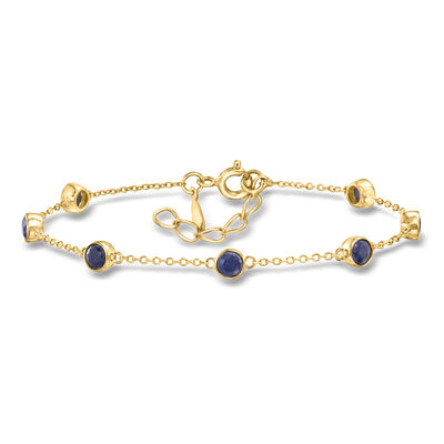 2.50 ct. t.w. Bezel-Set Sapphire Station Bracelet in 18kt Gold Over Sterling