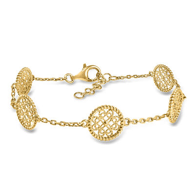 18kt Gold Over Sterling Filigree Circle Station Bracelet