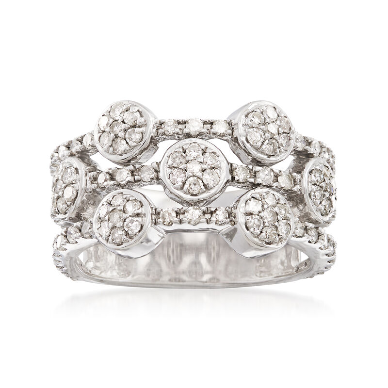 1.00 ct. t.w. Diamond Three-Row Alternating Circle Cluster Ring image number 0