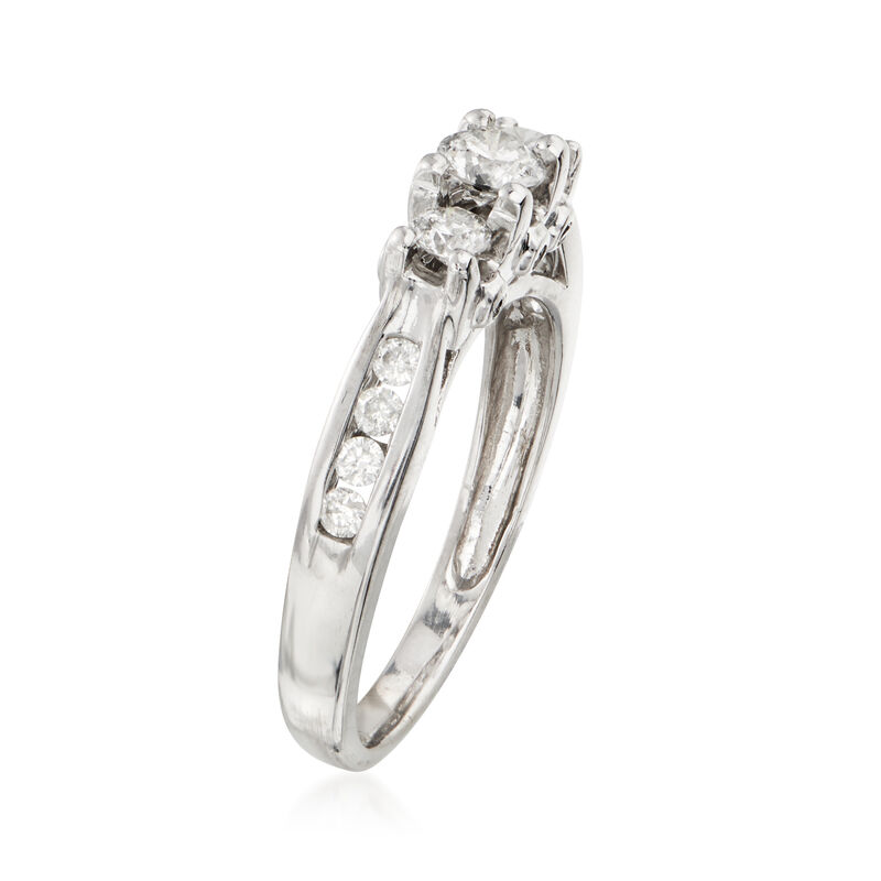 C. 1990 Vintage .50 ct. t.w. Three-Stone Diamond Ring in 14kt White Gold. Size 6 image number 2