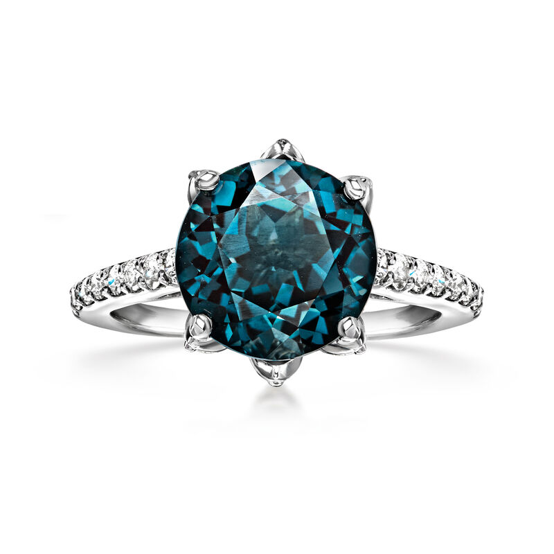 C. 2010 4.00 Carat London Blue Topaz Ring with .68 ct. t.w. Diamonds in 18kt White Gold image number 0