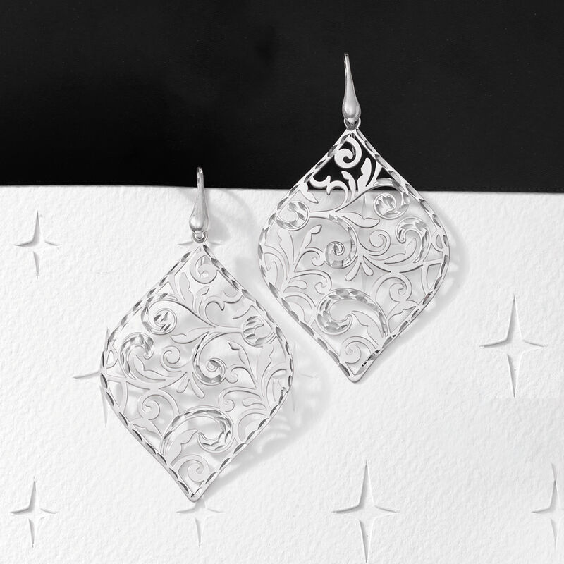 Italian Sterling Silver Filigree Drop Earrings image number 2