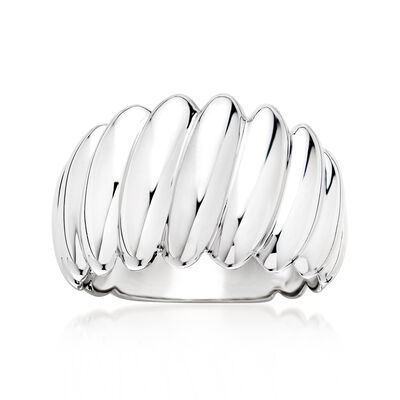 Italian Rhodium-Plated Bubble Ring