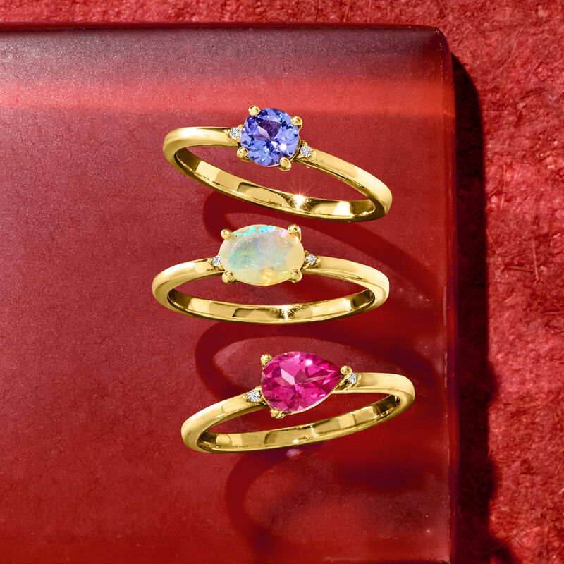 1.20 ct. t.w. Multi-Gemstone Jewelry Set: Three Rings in 18kt Gold Over Sterling with Diamonds image number 4