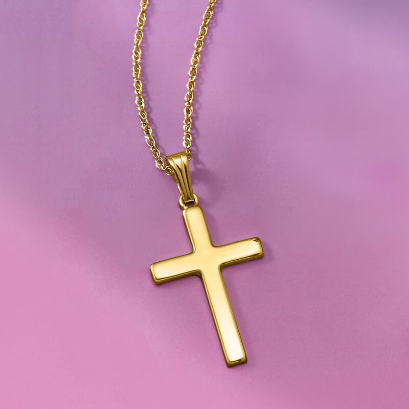 14kt Yellow Gold Cross Pendant Necklace image number 4