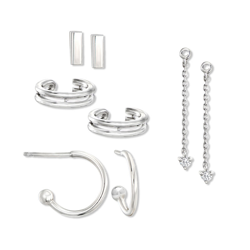 &quot;The Chic&quot; 8-pc. Earring Set with Diamonds in Sterling Silver image number 2