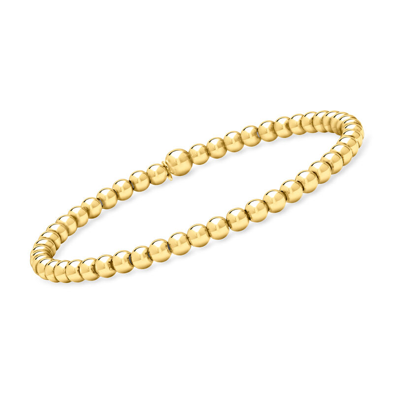 Italian 4mm 18kt Gold Vermeil Bead Stretch Bracelet image number 0