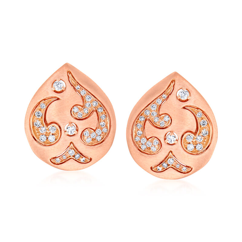 C. 1990 Vintage Piero Milano .20 ct. t.w. Diamond Teardrop Earrings in 18kt Rose Gold image number 0