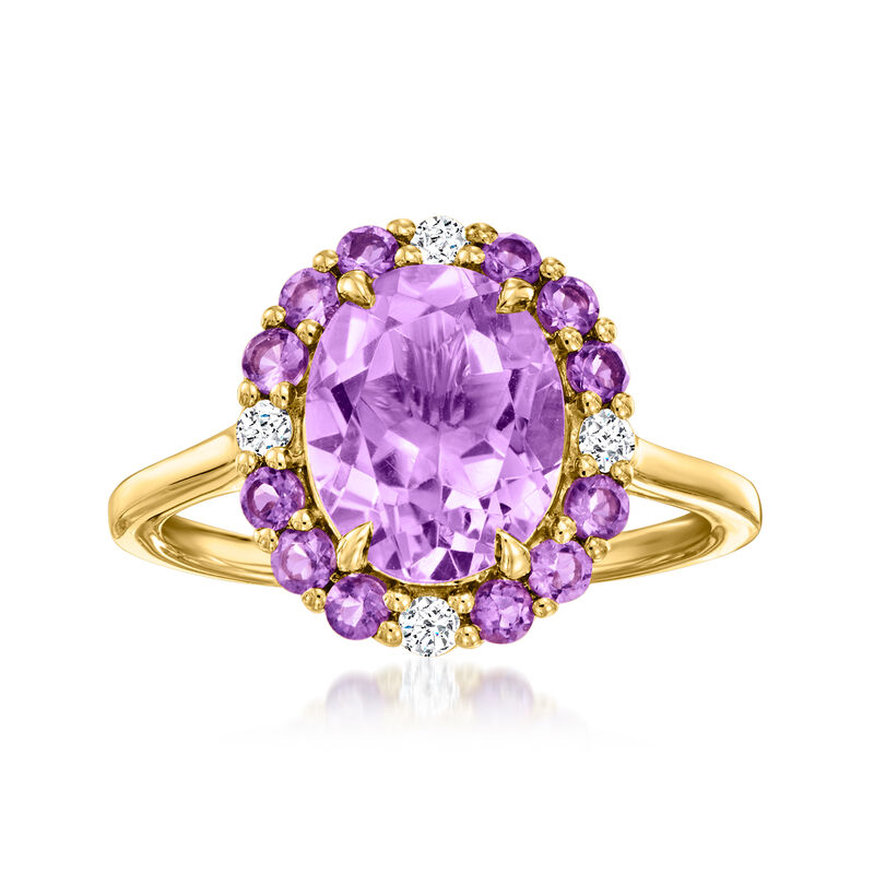 2.40 ct. t.w. Amethyst and .11 ct. t.w. Diamond Ring in 18kt Gold Over Sterling image number 0