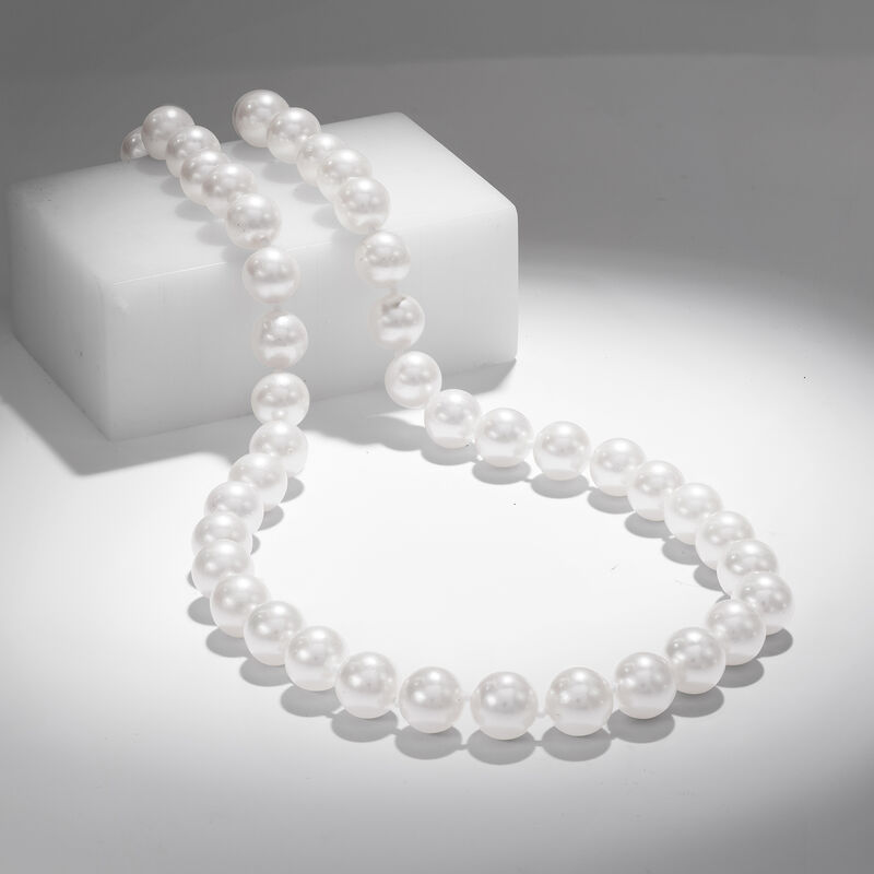 8-8.5mm Cultured Akoya Pearl Necklace in 18kt White Gold image number 2