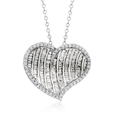 1.00 ct. t.w. Diamond Heart Pendant Necklace in Sterling Silver