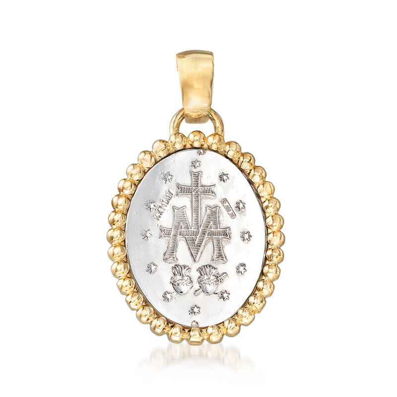 Italian 14kt Two-Tone Gold Miraculous Medal Pendant image number 2