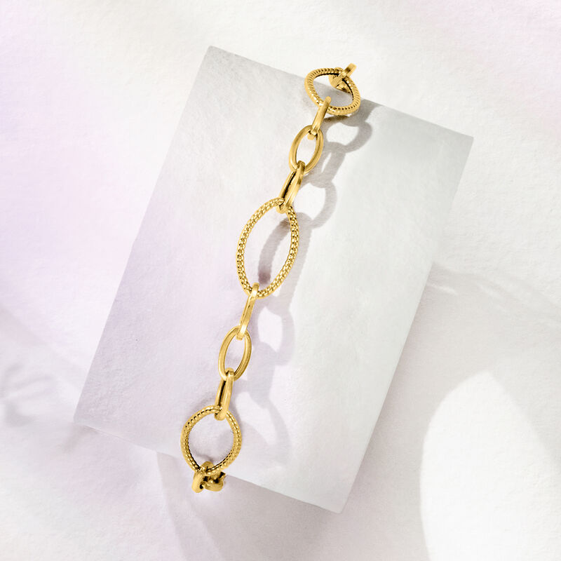Italian 18kt Yellow Gold Oval-Link Bracelet image number 2