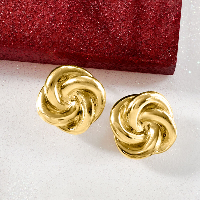 Italian 18kt Gold Over Sterling Love Knot Earrings image number 2