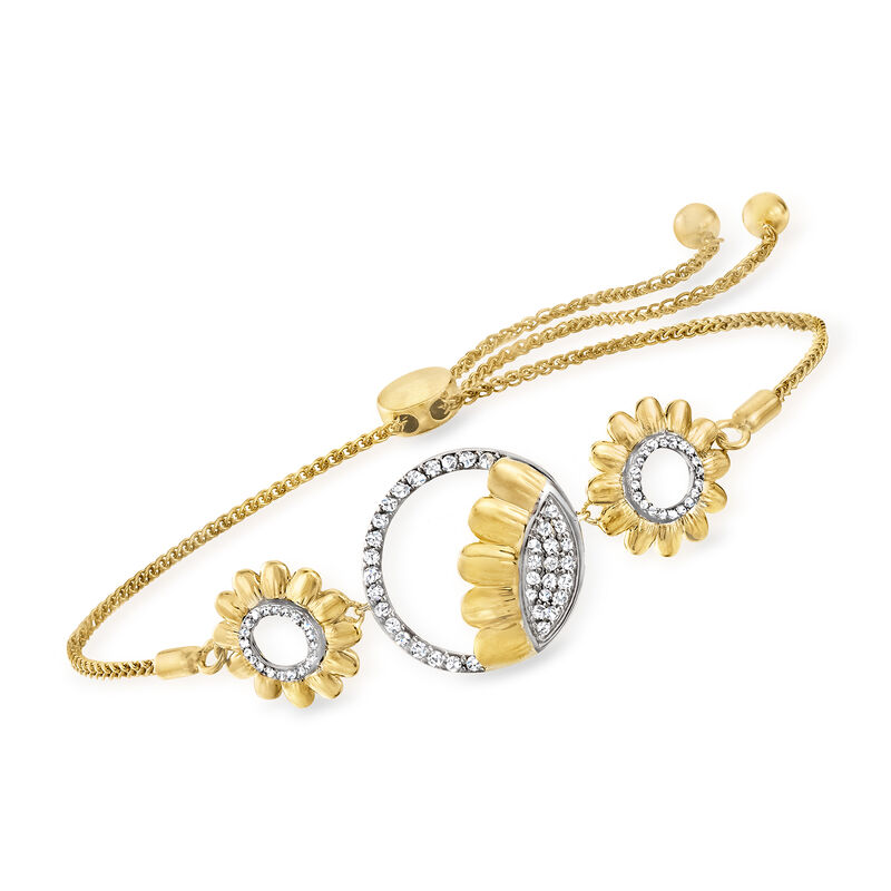 .33 ct. t.w. Diamond Sunflower Bolo Bracelet in 18kt Gold Over Sterling Silver  image number 0