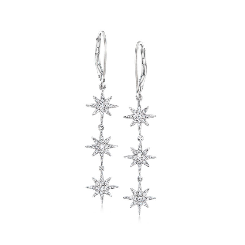 .25 ct. t.w. Diamond Three-Starburst Drop Earrings in Sterling Silver  image number 0