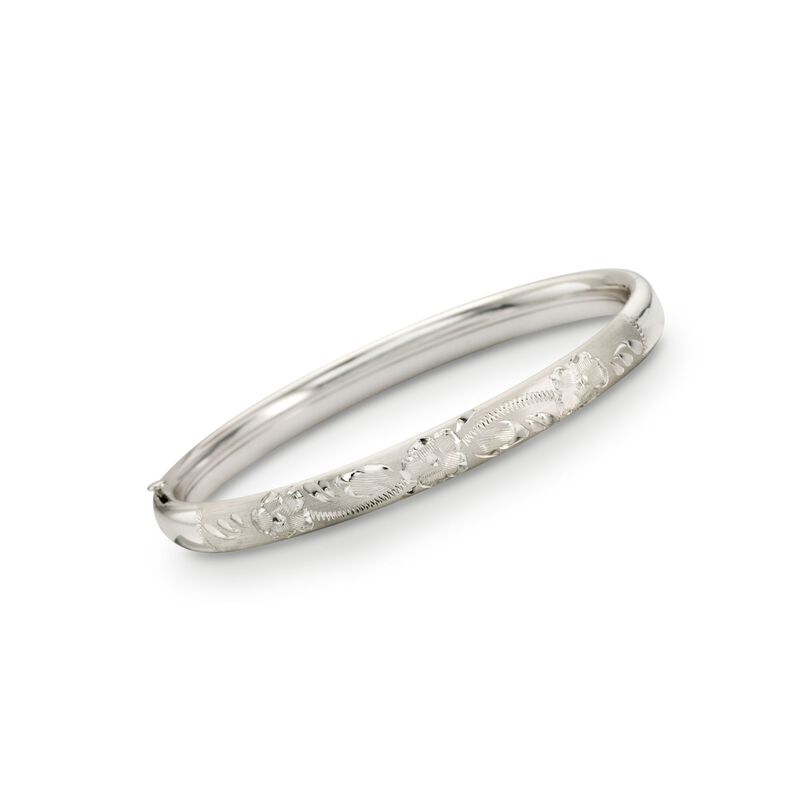 Child's Sterling Silver Engraved Bangle Bracelet image number 0