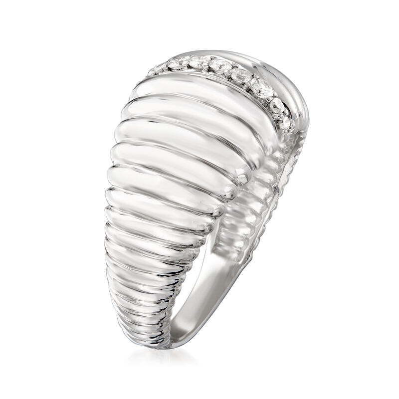 .15 ct. t.w. Diamond Shell Ring in Sterling Silver image number 2