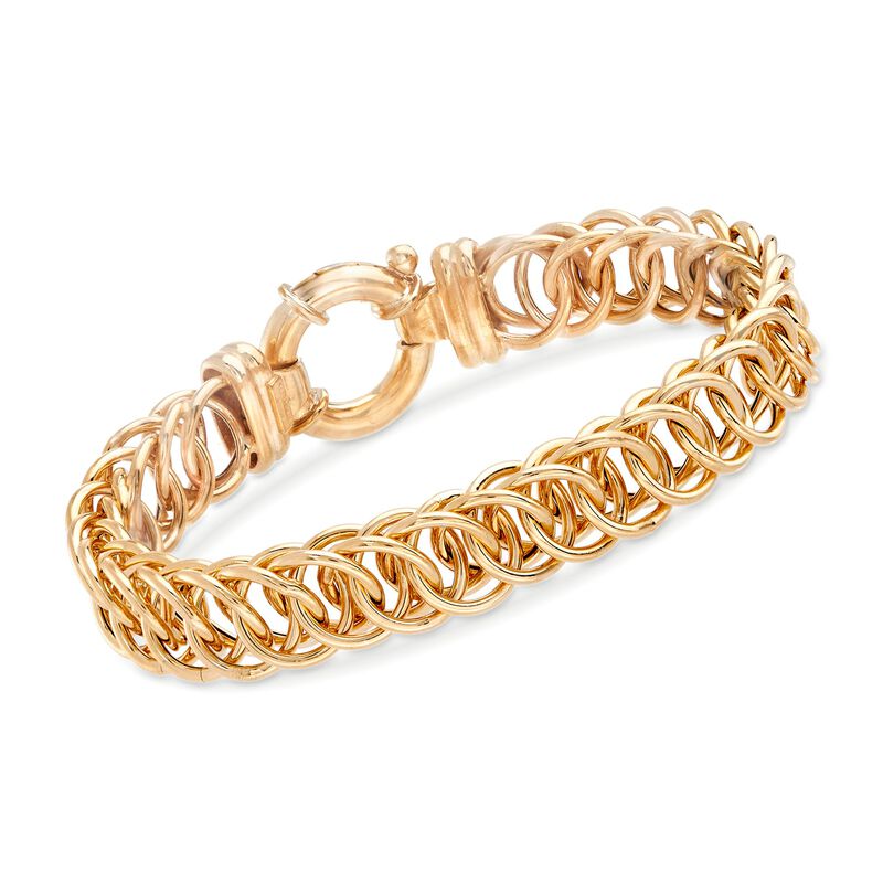 Italian 18kt Gold Over Sterling Interlocking Circle-Link Bracelet image number 0