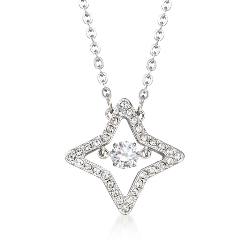 Swarovski Crystal &quot;Sparkling Dance Star&quot; Crystal Star Pendant Necklace in Silvertone. 15&quot;   image number 1