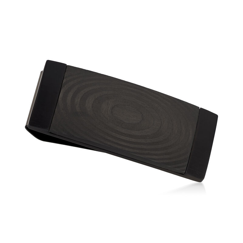 Men's Black Stainless Steel and Carbon Fiber Money Clip image number 0