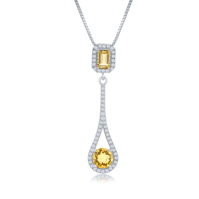1.30 ct. t.w. Citrine and .52 ct. t.w. White Topaz Pendant Necklace in Sterling Silver. 17.25&quot; image number 0