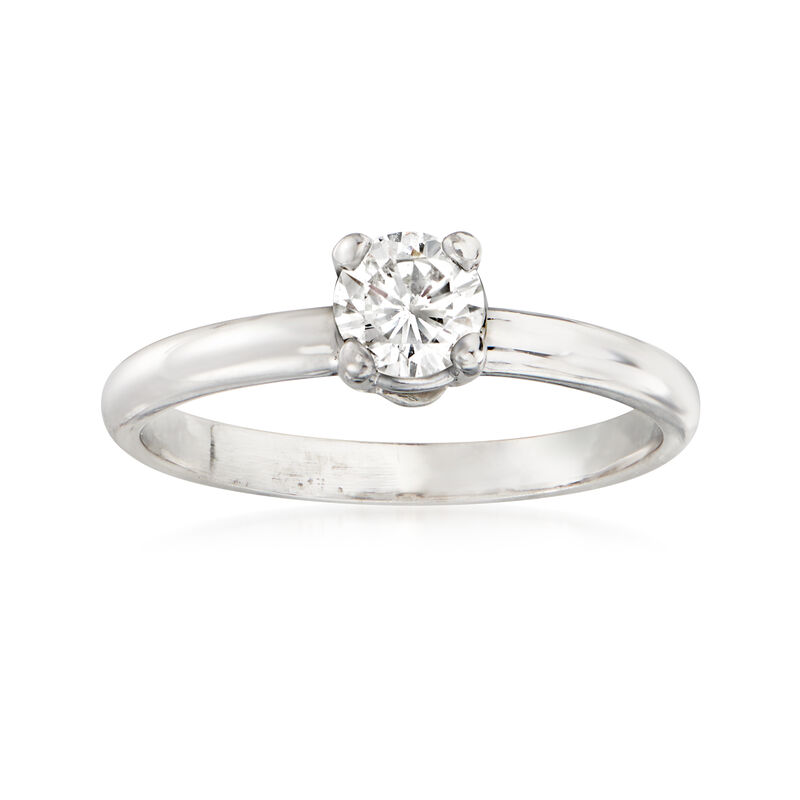 C. 1990 Vintage .50 Carat Diamond Solitaire Ring in 14kt White Gold. Size 7 image number 0