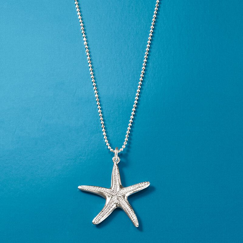 Sterling Silver Starfish Pendant Necklace image number 2