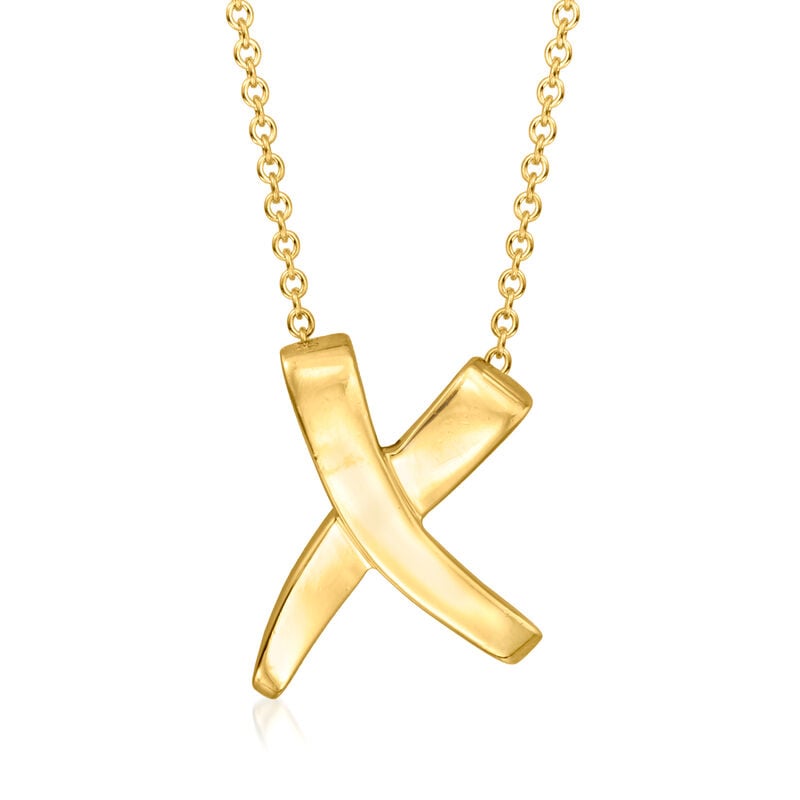 C. 2000 Vintage Tiffany Jewelry "Paloma Picasso" 18kt Yellow Gold X Necklace. 16" image number 0