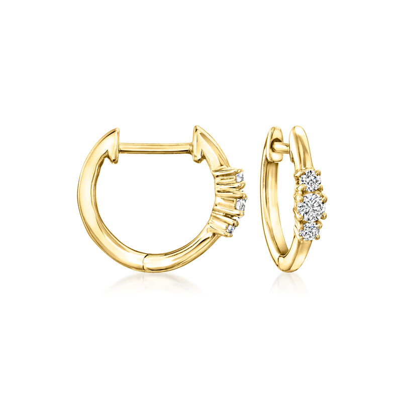 .15 ct. t.w. Lab-Grown Diamond Huggie Hoop Earrings in 14kt Yellow Gold. 3/8&quot; image number 0