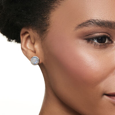 10mm Moonstone Stud Earrings in Sterling Silver