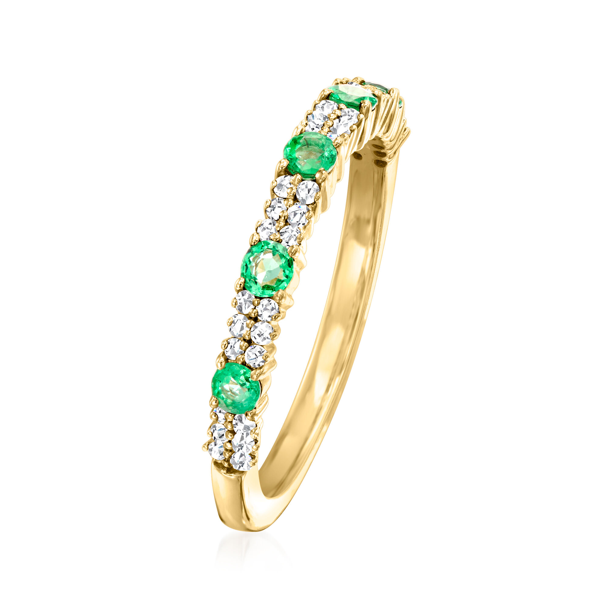 40 ct. t.w. Emerald and .20 ct. t.w. Diamond Ring in 18kt Yellow